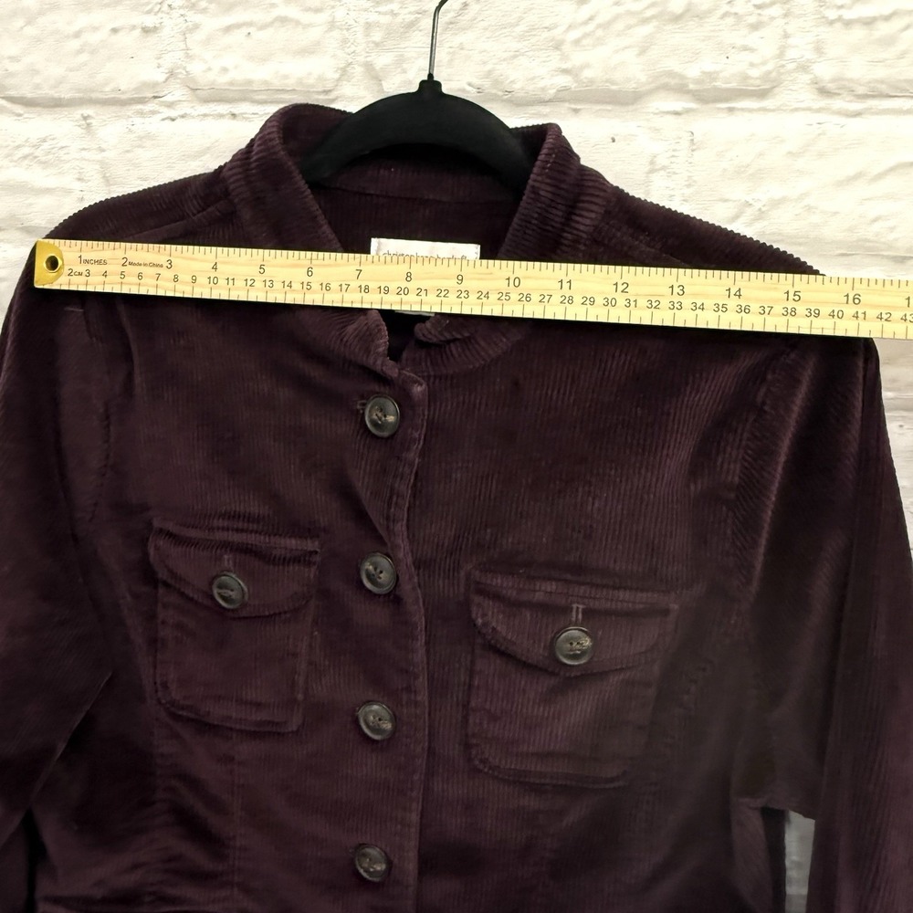 Christopher & Banks Corduroy Blazer Sz M Stretch Button Down Burgundy Jacket - Picture 12 of 16